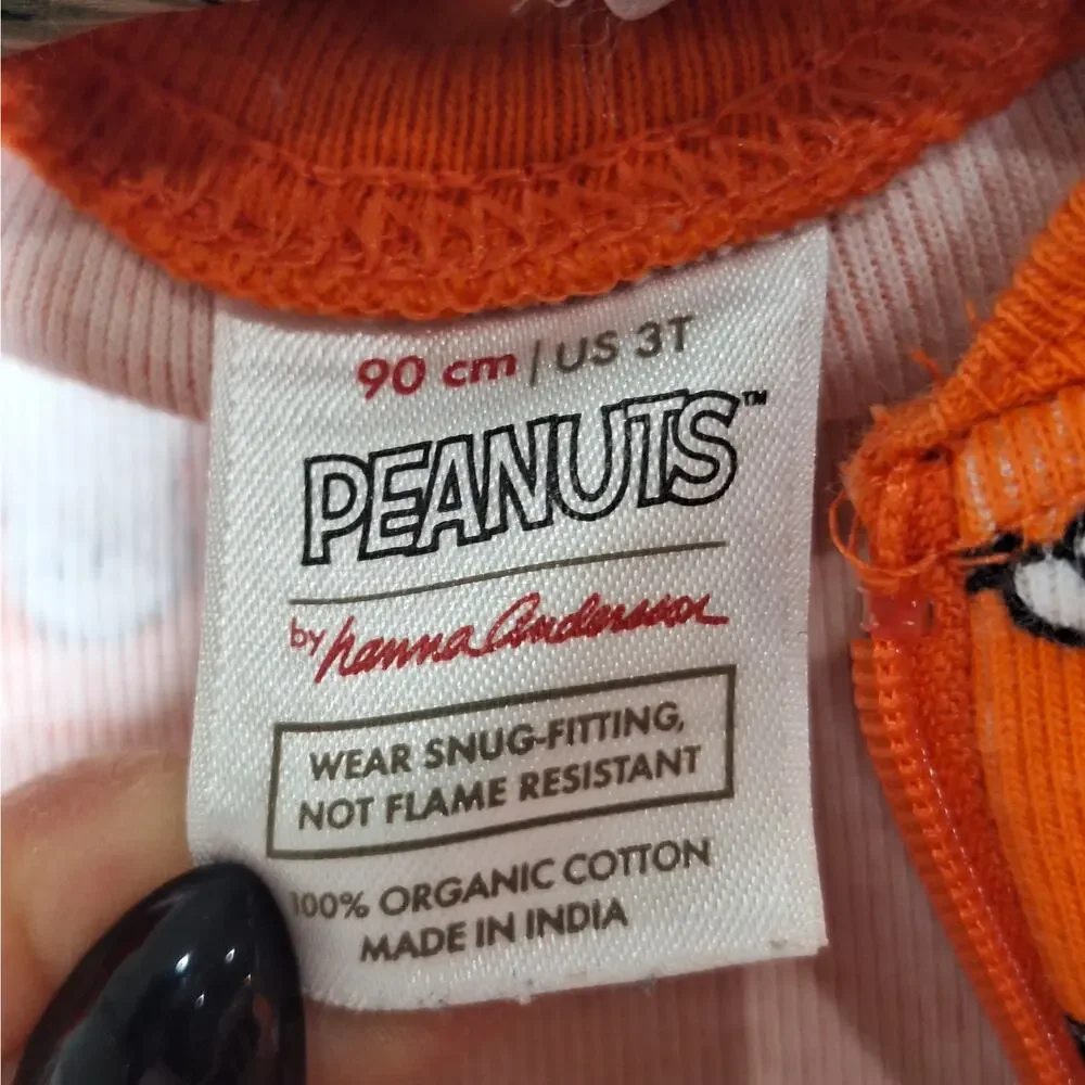 Hanna Andersson Peanuts Snoopy Halloween Sleeper Pajama 3T Cotton Pumpkin